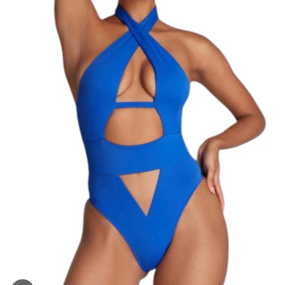Agent Provocateur Blue Cut-Out One Piece Swimsuit AP size 3 blue